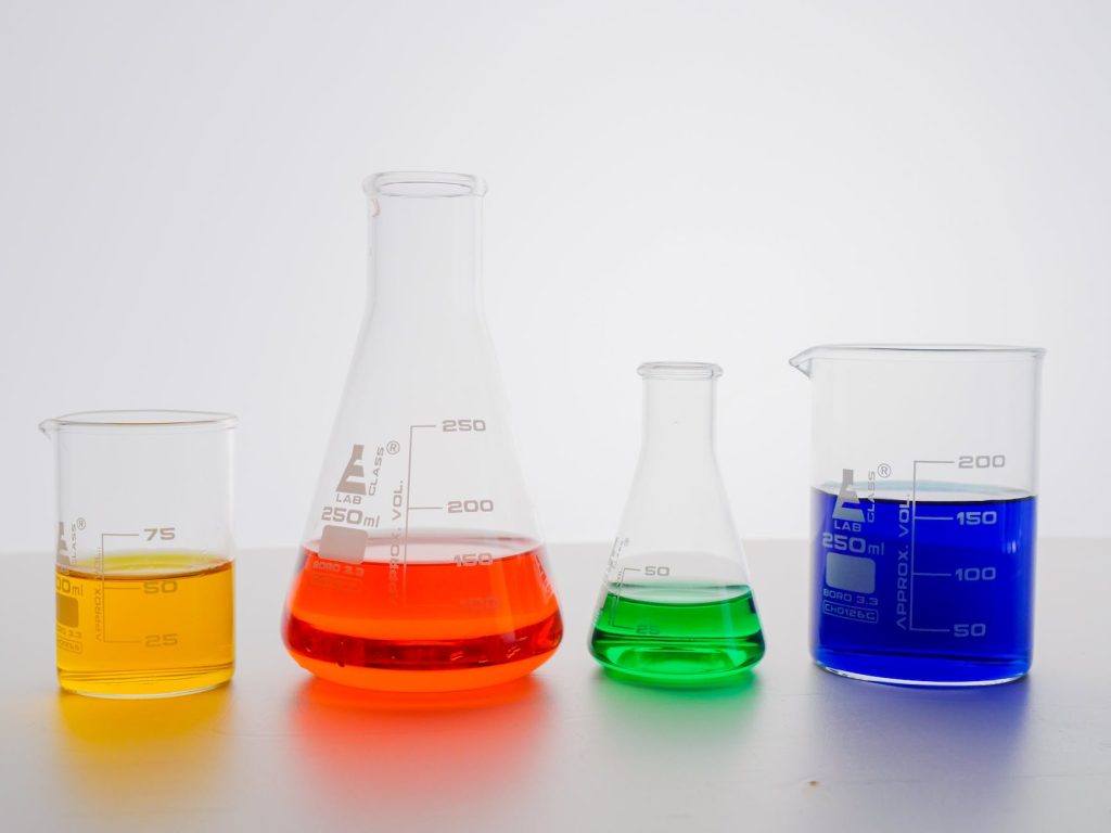 colorful liquids in laboratory glasswares