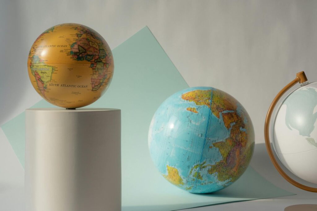 earth globes in studio