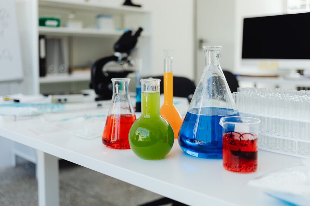 laboratory equipment on table