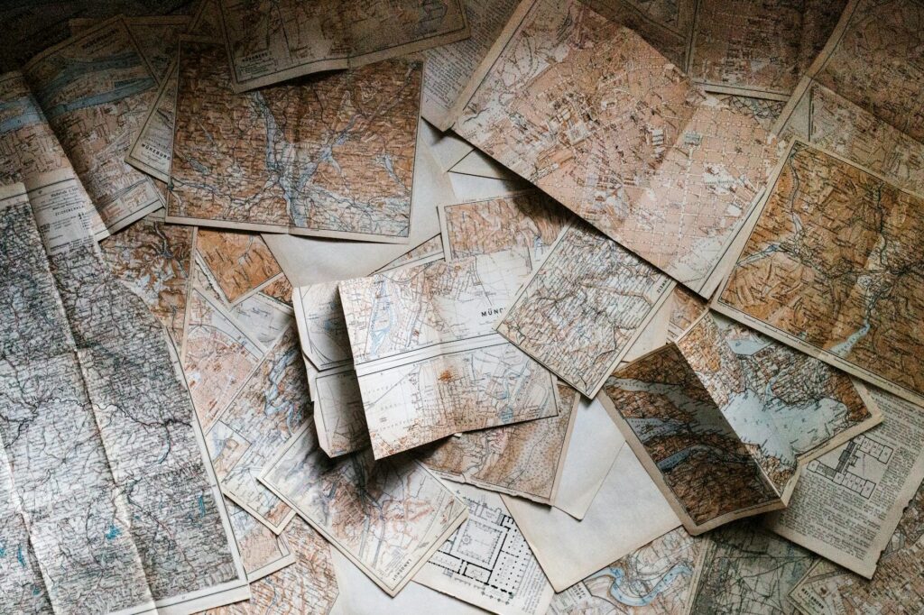 assorted map pieces