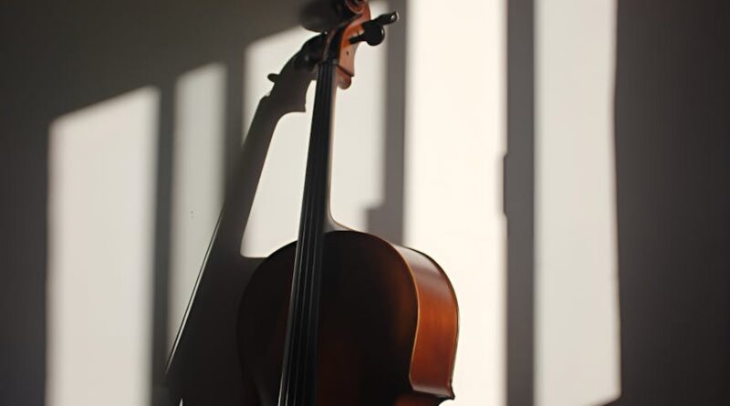 elegant cello in dramatic shadow lighting