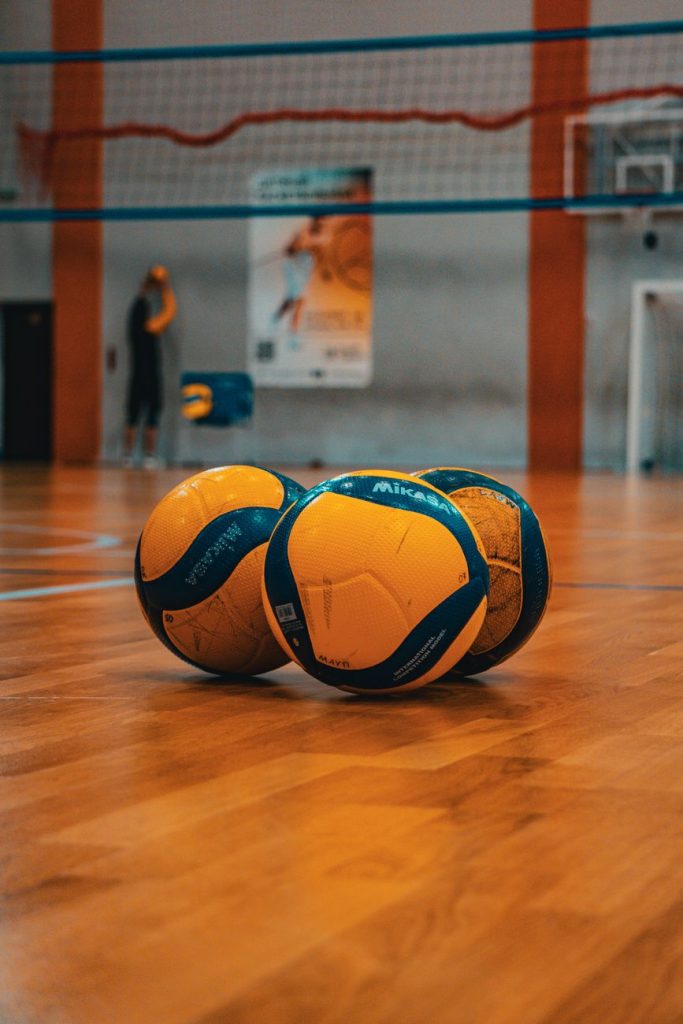 indoor volleyballs on sports court in kyiv