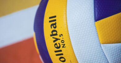 close up of volleyball on indoor court